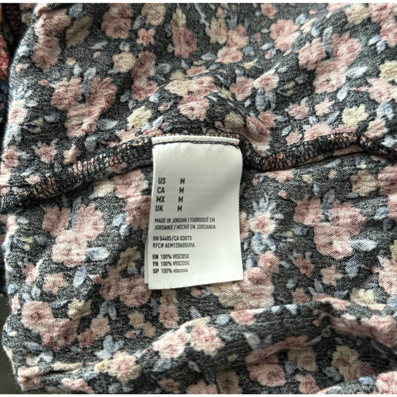 American Eagle Shorts Women Medium Black Pink Micro Floral Flowers Lounge Casual - Picture 6 of 8